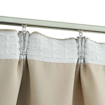 Draperii opace cu cârlige, 2 buc., bej, 140 x 245 cm - Img 3
