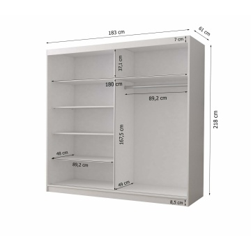 Dressing Ovidiu 31, 183x218x61 cm, culoare alb/negru - Img 4