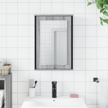 Dulap baie cu oglindă gri sonoma 42x12x60 cm lemn compozit - Img 3