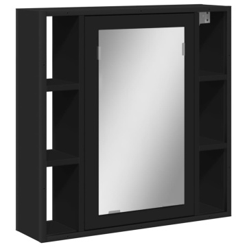 Dulap baie cu oglindă negru 60x16x60 cm lemn compozit - Img 2