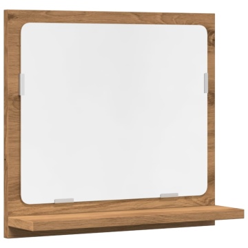 Dulap baie cu oglindă stejar artizanal 40x11x37 cm, lemn - Img 2