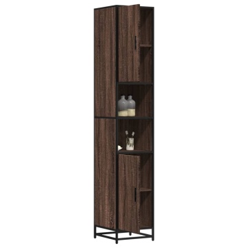 Dulap baie, stejar maro, 35x37,5x188,5 cm, lemn prelucrat/metal - Img 4