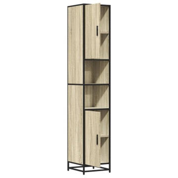 Dulap baie stejar sonoma 35x37,5x188,5 cm lemn prelucrat/metal - Img 7