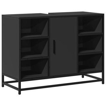 Dulap chiuveta de baie, negru, 80x33x60 cm, lemn compozit - Img 2