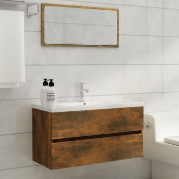 Dulap chiuvetă, stejar fumuriu, 90x38,5x45 cm, lemn prelucrat - Img 3