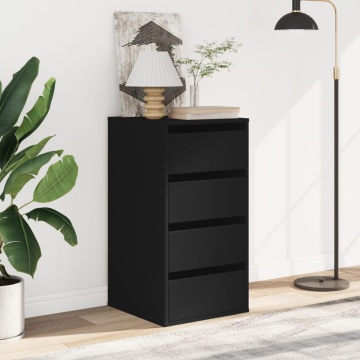 Dulap colț cu sertare negru 40x41x76 cm lemn prelucrat - Img 3