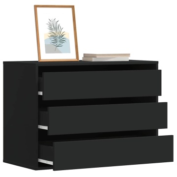 Dulap colț cu sertare negru 80x41x58 cm lemn prelucrat - Img 1