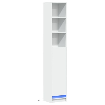 Dulap cu LED, alb, 36x32,5x200 cm, lemn prelucrat - Img 3