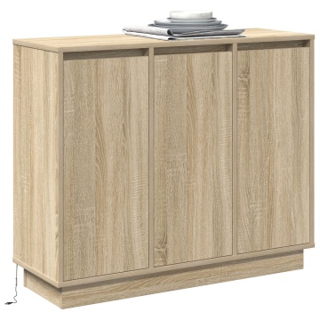 Dulap cu LED, stejar sonoma, 90x32x75 cm, lemn prelucrat - Img 3