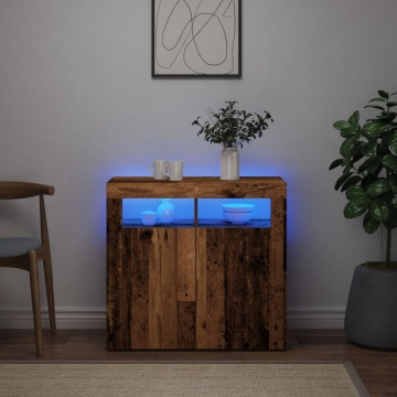Dulap cu lumini LED, lemn vechi, 80x35x75 cm, lemn prelucrat - Img 8
