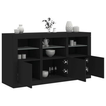 Dulap cu lumini LED, negru, 123x37x67 cm - Img 1