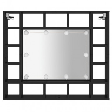 Dulap cu oglindă cu LED, negru, 91x15x76,5 cm - Img 6
