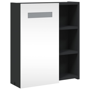 Dulap cu oglindă de baie cu LED, negru, 45x13x52 cm - Img 4