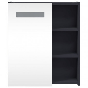 Dulap cu oglindă de baie cu lumină LED, gri, 45x13x52 cm - Img 5