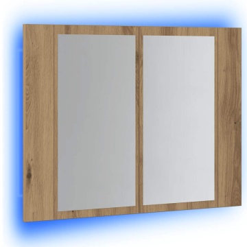 Dulap cu oglindă & LED stejar artizanal 60x12x45 cm lemn - Img 3