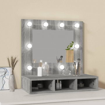 Dulap cu oglindă și LED, gri sonoma, 60x31,5x62 cm - Img 3