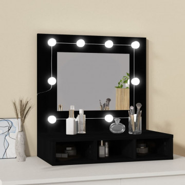 Dulap cu oglindă și LED, negru, 60x31,5x62 cm - Img 4