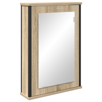 Dulap cu oglindă Stejar natural Placă de lemn, sticlă, metal Mediu - Img 2