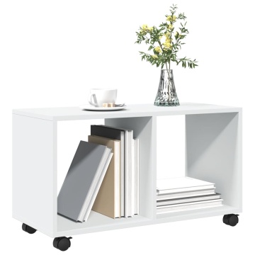 Dulap cu roți, alb, 72x33x42,5 cm, lemn prelucrat - Img 4
