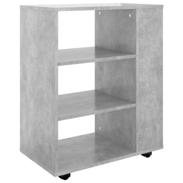Dulap cu roți, gri beton, 60x35x75 cm, lemn prelucrat - Img 2