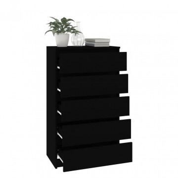 Dulap cu sertar, negru, 60x36x103 cm, lemn prelucrat - Img 8