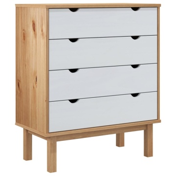 Dulap cu sertar OTTA, maro/alb, 76,5x39,5x90 cm, lemn masiv pin - Img 2