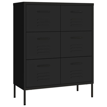 Dulap cu sertare, negru, 80x35x101,5 cm, oțel - Img 2