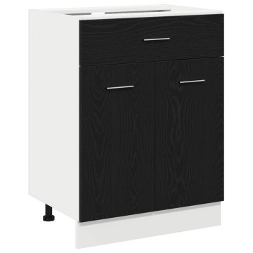 Dulap cu Sertare Negru din Stejar - 60x46x81.5 cm Fabricat din Lemn Prelucrat - Img 2