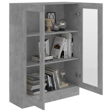 Dulap cu vitrină, gri beton, 82,5x30,5x115 cm, lemn prelucrat - Img 4