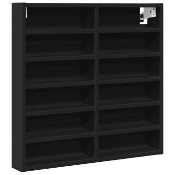 Dulap cu vitrină, negru, 60x8,5x58 cm, lemn prelucrat - Img 2
