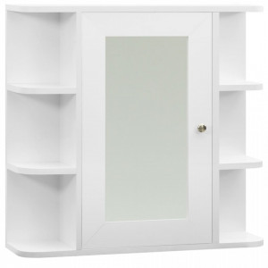 Dulap de baie cu oglindă, alb, 66 x 17 x 63 cm, MDF - Img 2