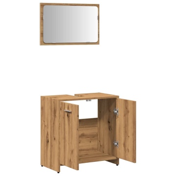 Dulap de baie cu oglindă Artisan Stejar lemn prelucrat - Img 6