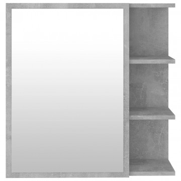 Dulap de baie cu oglindă, gri beton, 62,5 x 20,5 x 64 cm, PAL - Img 6