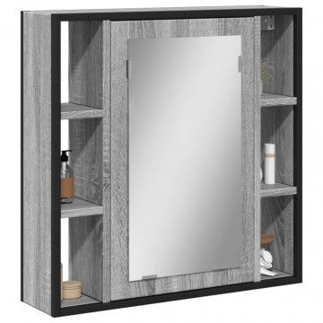 Dulap de baie cu oglindă gri sonoma 60x16x60 cm lemn compozit - Img 1