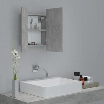 Dulap de baie cu oglindă & LED, gri beton, 40x12x45 cm acril - Img 5