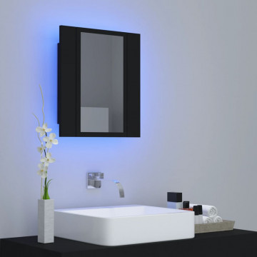 Dulap de baie cu oglindă & LED, negru, 40x12x45 cm, acril - Img 3