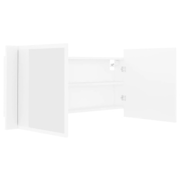 Dulap de baie cu oglindă și LED, alb, 100x12x45 cm, acril - Img 8