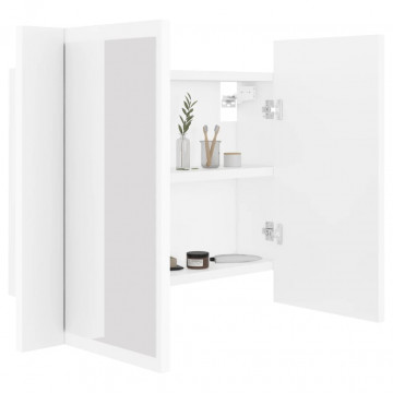Dulap de baie cu oglindă și LED, alb, 60x12x45 cm acril - Img 6