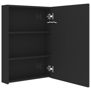 Dulap de baie cu oglindă și LED, negru strălucitor, 50x13x70 cm - Img 8