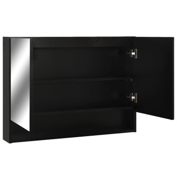 Dulap de baie cu oglindă și LED-uri, negru, 80x15x60 cm, MDF - Img 4