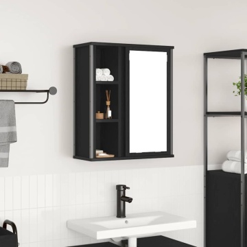 Dulap de baie cu oglindă stejar negru 50x21x60 cm - Img 1