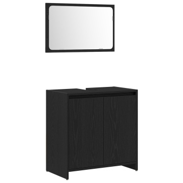 Dulap de Baie cu Oglindă Stejar Negru 60x33x61cm Lemn Ingineresc - Img 2