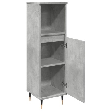 Dulap de baie, gri beton, 30x30x100 cm, lemn prelucrat - Img 6