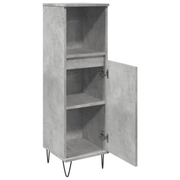 Dulap de baie, gri beton, 30x30x100 cm, lemn prelucrat - Img 6