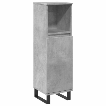 Dulap de baie, gri beton, 30x30x100 cm, lemn prelucrat - Img 2