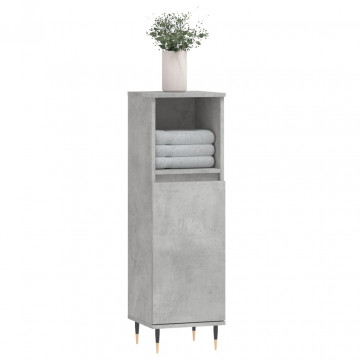 Dulap de baie, gri beton, 30x30x100 cm, lemn prelucrat - Img 3