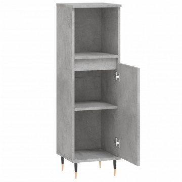 Dulap de baie, gri beton, 30x30x100 cm, lemn prelucrat - Img 5