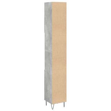 Dulap de baie, gri beton, 30x30x190 cm, lemn prelucrat - Img 5