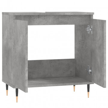 Dulap de baie, gri beton, 58x33x60 cm, lemn prelucrat - Img 8
