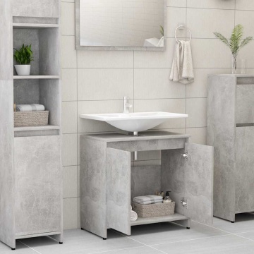 Dulap de baie, gri beton, 60x33x61 cm, lemn prelucrat - Img 3